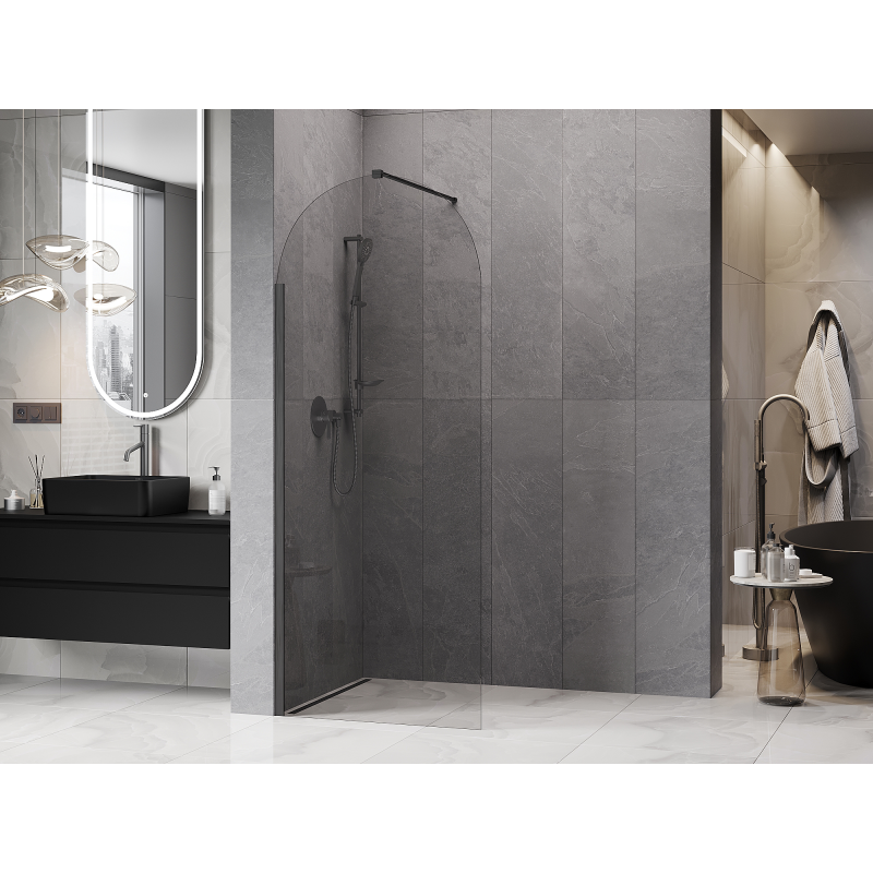 Mexen Kioto-Q Duschwand Walk-in 90 x 200 cm, transparent 8 mm, gebürstetes Gun Gray - 800-090-101-66-00-Q