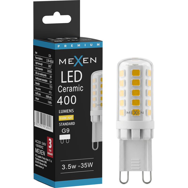 Mexen Aura Dimmable LED-Birne G9, 3,5W, Warm - 3000K, 400 lm - L122-G9-0330-01