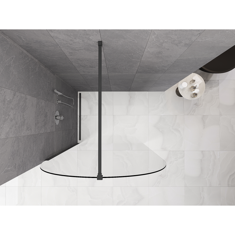 Mexen Kioto-Q Duschwand Walk-in 110 x 200 cm, transparent 8 mm, gebürstetes Anthrazitgrau - 800-110-101-66-00-Q