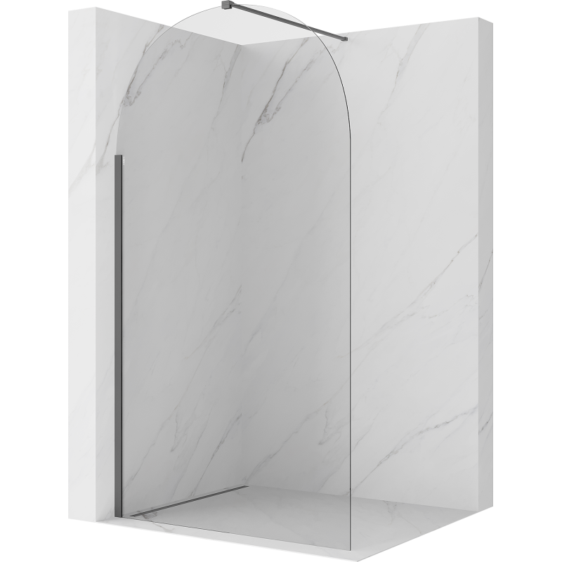Mexen Kioto-Q Duschwand Walk-in 110 x 200 cm, transparent 8 mm, gebürstetes Anthrazitgrau - 800-110-101-66-00-Q