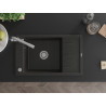 Mexen Elias Granitspüle 1-Becken mit Abtropffläche und Küchenarmatur Duero, schwarz/gold metallic - 6511-75-671600-00