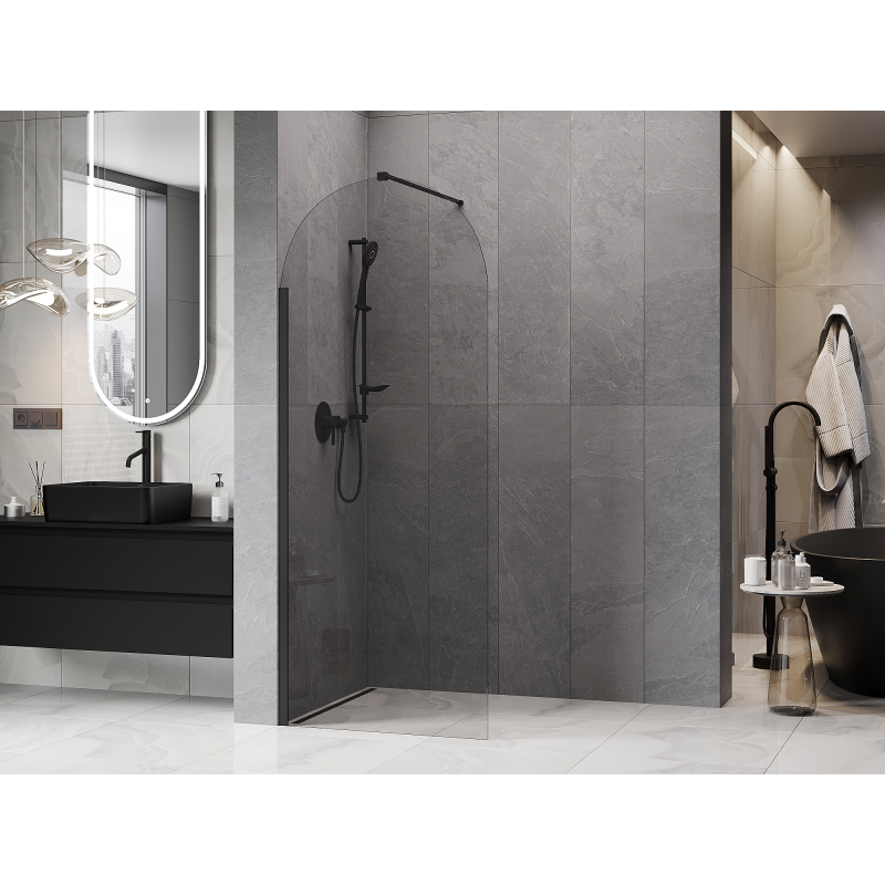 Mexen Kioto-Q Duschwand Walk-in 80 x 200 cm, transparent 8 mm, schwarz - 800-080-101-70-00-Q