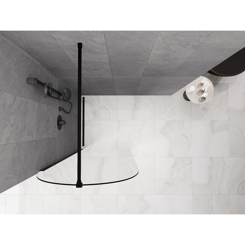 Mexen Kioto-Q Duschwand Walk-in 80 x 200 cm, transparent 8 mm, schwarz - 800-080-101-70-00-Q
