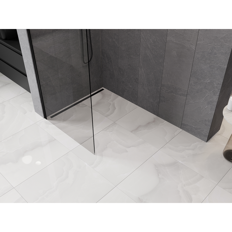 Mexen Kioto-Q Duschwand Walk-in 80 x 200 cm, transparent 8 mm, schwarz - 800-080-101-70-00-Q
