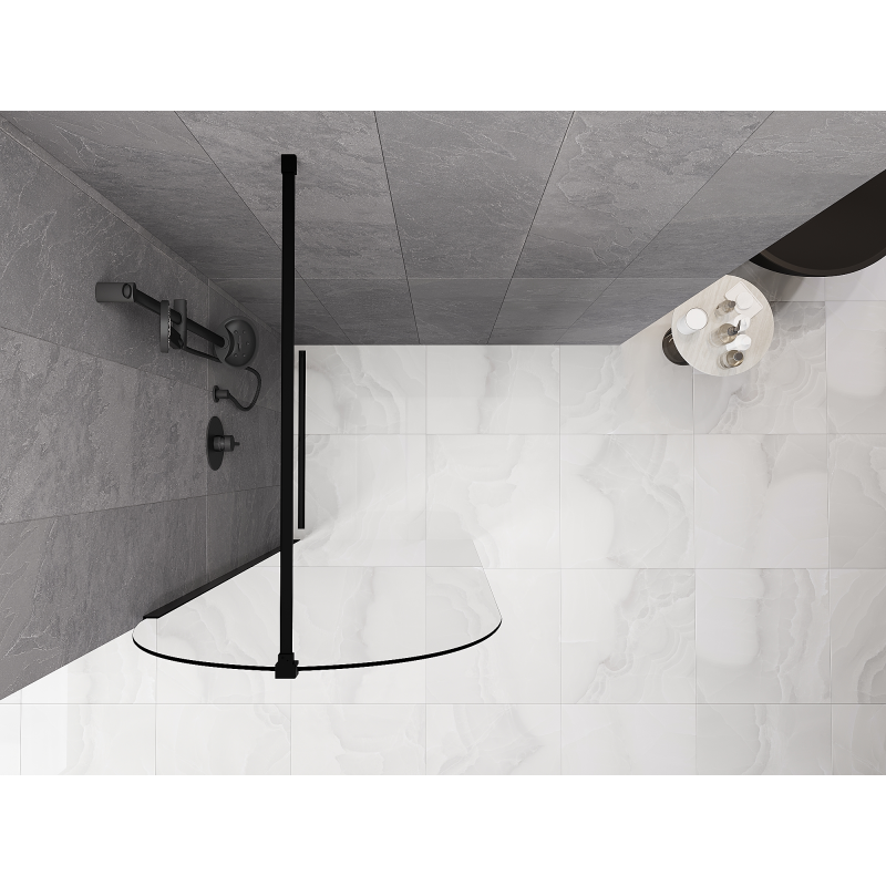 Mexen Kioto-Q Duschwand Walk-in 90 x 200 cm, transparent 8 mm, schwarz - 800-090-101-70-00-Q