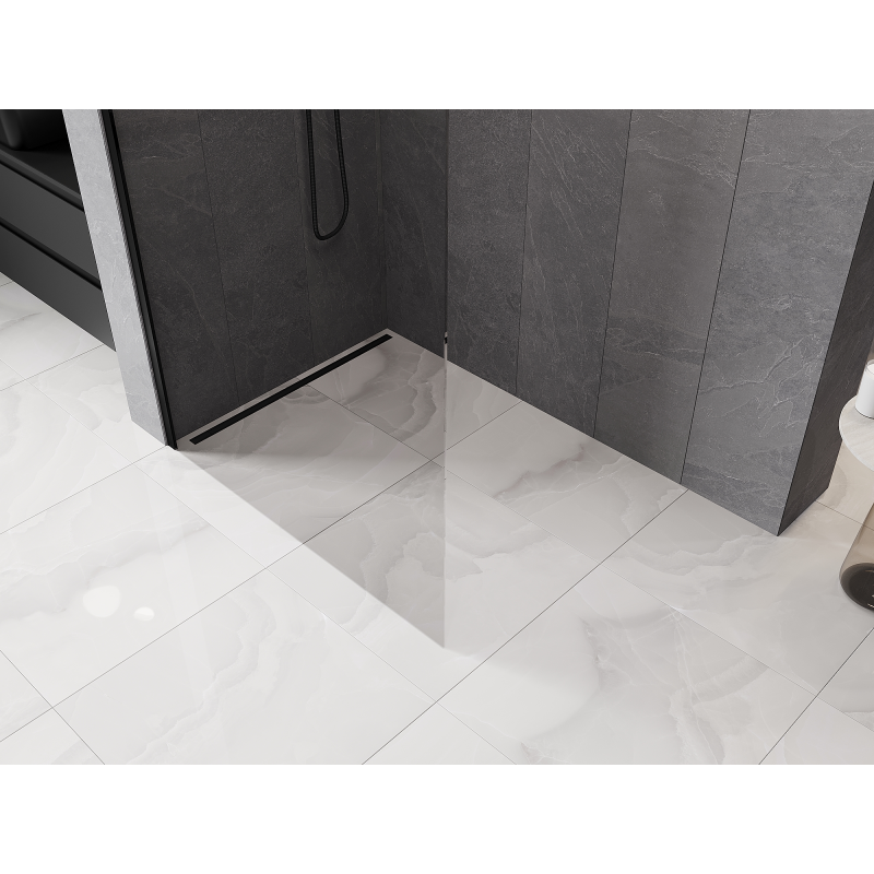 Mexen Kioto-Q Duschwand Walk-in 100 x 200 cm, transparent 8 mm, schwarz - 800-100-101-70-00-Q