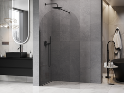 Mexen Kioto-Q Duschwand Walk-in 110 x 200 cm, transparent 8 mm, schwarz - 800-110-101-70-00-Q