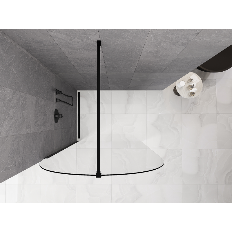 Mexen Kioto-Q Duschwand Walk-in 120 x 200 cm, transparent 8 mm, schwarz - 800-120-101-70-00-Q