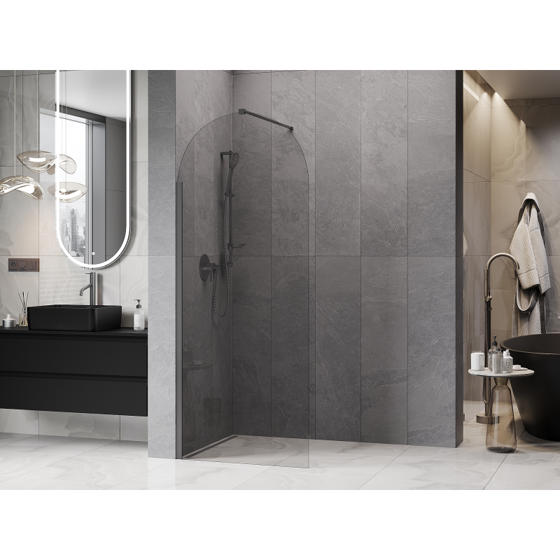 Mexen Kioto-Q Duschwand Walk-in 80 x 200 cm, transparent 8 mm, Gun Metal - 800-080-101-95-00-Q