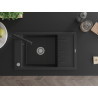 Mexen Elias Granitspüle 1-Becken mit Abtropffläche und Küchenarmatur Duero, Schwarz/Silber Metallic - 6511-73-671600-70