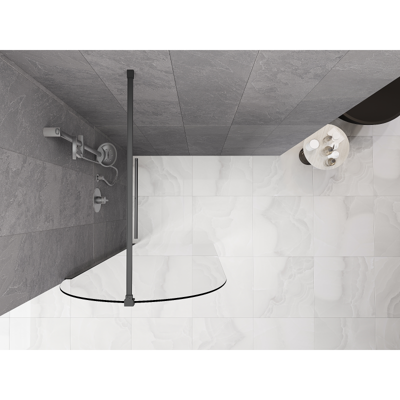 Mexen Kioto-Q Duschwand Walk-in 90 x 200 cm, transparent 8 mm, Gun Metal - 800-090-101-95-00-Q