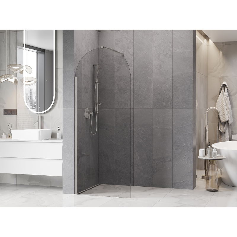 Mexen Kioto-Q Duschwand Walk-in 80 x 200 cm, transparent 8 mm, gebürsteter Nickel - 800-080-101-97-00-Q