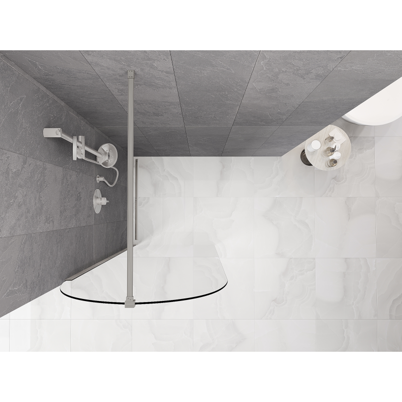Mexen Kioto-Q Walk-In Duschwand 90 x 200 cm, transparent 8 mm, gebürsteter Nickel - 800-090-101-97-00-Q