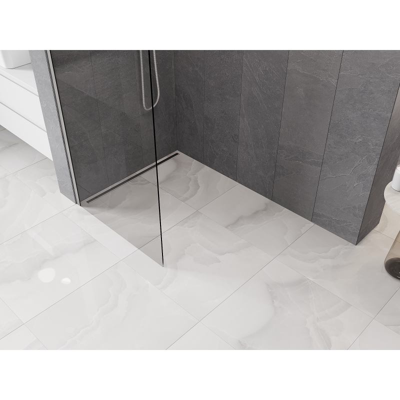 Mexen Kioto-Q Walk-In Duschwand 90 x 200 cm, transparent 8 mm, gebürsteter Nickel - 800-090-101-97-00-Q