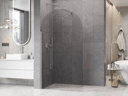 Mexen Kioto-Q Duschwand Walk-in 110 x 200 cm, transparent 8 mm, gebürsteter Nickel - 800-110-101-97-00-Q