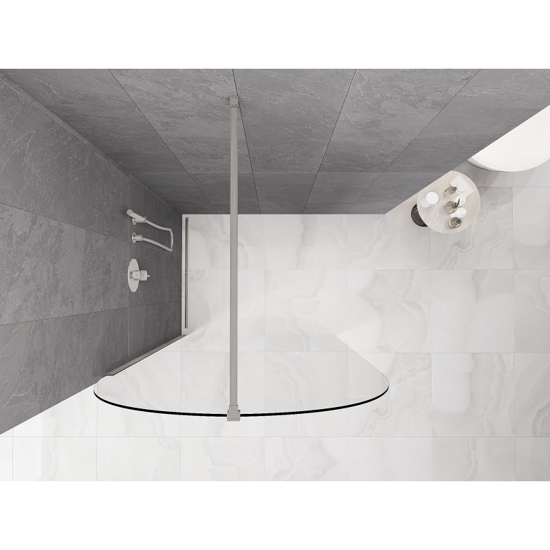 Mexen Kioto-Q Duschwand Walk-in 120 x 200 cm, transparent 8 mm, gebürsteter Nickel - 800-120-101-97-00-Q
