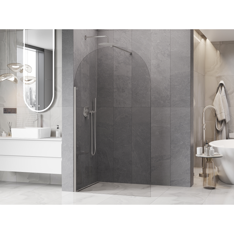 Mexen Kioto-Q Duschwand Walk-in 120 x 200 cm, transparent 8 mm, gebürsteter Nickel - 800-120-101-97-00-Q
