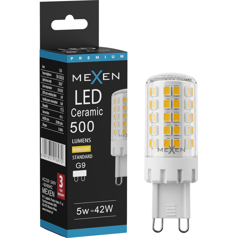 Mexen Aura Dimmbares LED-Leuchtmittel G9, 5W, Warm - 3000K, 500 lm - L122-G9-0530-01