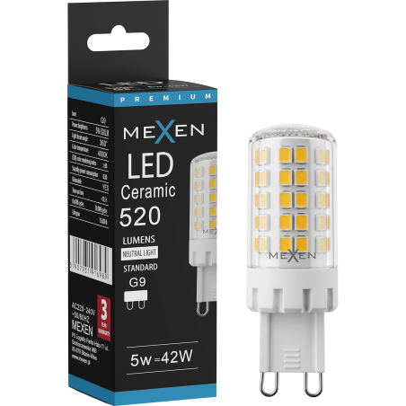 Mexen Aura Dimmbares LED-Leuchtmittel G9, 5W, Neutral - 4000K, 520 lm - L122-G9-0540-01