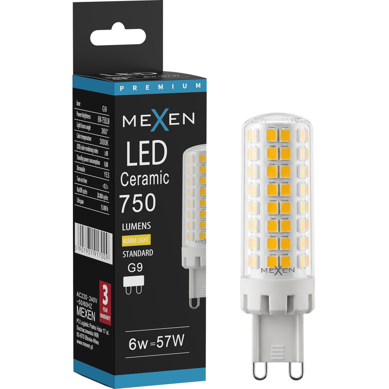 Mexen Aura Dimmbarer LED Leuchtmittel G9, 6W, Warm - 3000K, 750 lm - L122-G9-0630-01