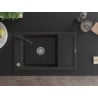 Mexen Elias Granitspüle 1-beckig mit Abtropffläche und Küchenarmatur Duero, schwarz/gold metallic - 6511-75-671600-70