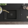 Mexen Elias Granitspüle 1-Becken mit Abtropffläche und Küchenarmatur Duero, schwarz - 6511-77-671600-50-B