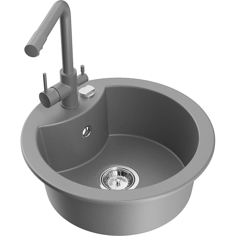 Mexen Diego 1-Becken Granitspüle mit Duero Küchenarmatur, grau - 6512-71-671600-71
