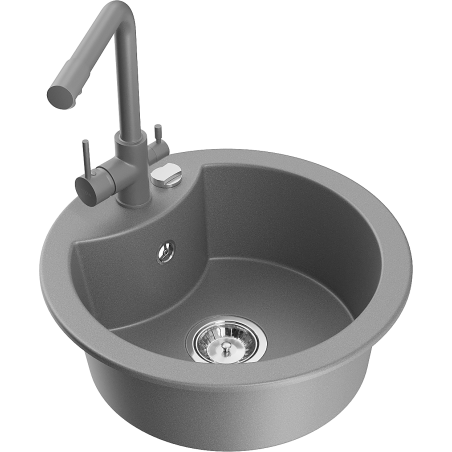 Mexen Diego 1-Becken Granitspüle mit Duero Küchenarmatur, grau - 6512-71-671600-71