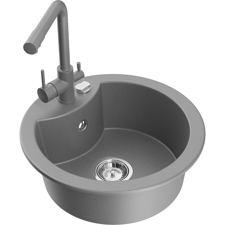 Mexen Diego granitspüle einbau mit wasserhahn Duero, grau - 6512-71-671600-71
