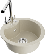 Mexen Diego Granitspüle ein Becken mit Küchenarmatur Duero, beige - 6512-69-671600-00