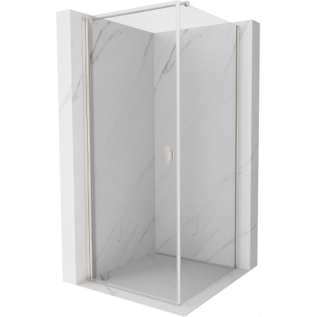 Mexen Mist-B Schwenkbare Duschkabine 100 x 100 cm, transparent, gebürsteter Nickel - 8A2T-100-100-97-00