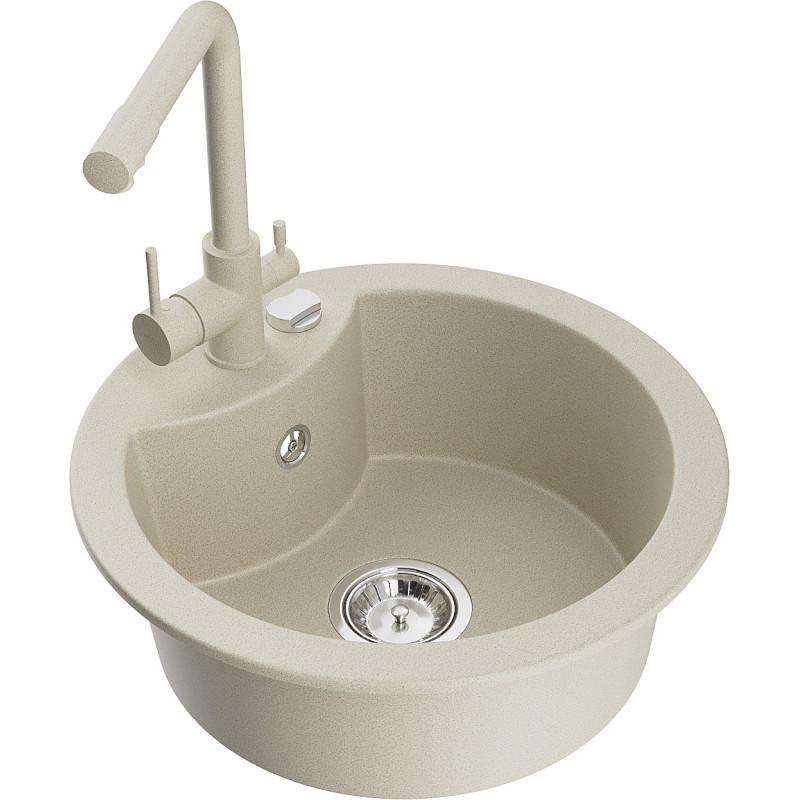 Mexen Diego Granitspüle 1-beckig mit Küchenarmatur Duero, beige - 6512-69-671600-69