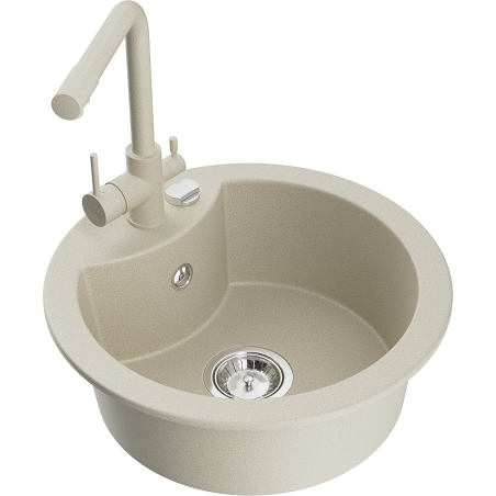 Mexen Diego Granitspüle 1-Becken mit Küchenarmatur Duero, beige - 6512-69-671600-69