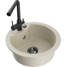 Mexen Diego Granitspüle 1-Becken mit Küchenarmatur Duero, beige - 6512-69-671600-70