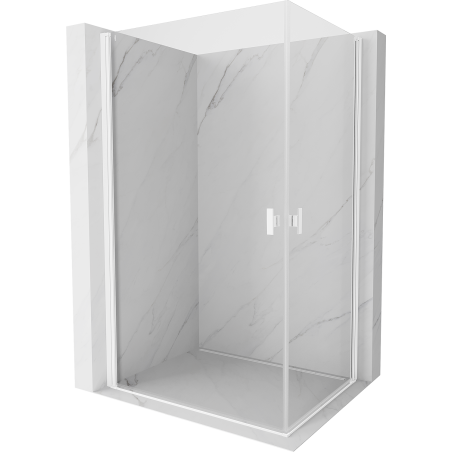 Mexen Mist-B Duo Duschkabine schwenkbar 95 x 90 cm, transparent, weiß - 8A2-095-090-20-00