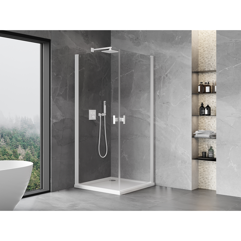 Mexen Mist-B Duo Duschkabine schwenkbar 95 x 95 cm, transparent, weiß - 8A2-095-095-20-00