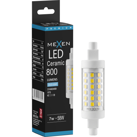 Mexen Vega Dimmbarer LED-Leuchtmittel R7S, 7W, Kalt - 6500K, 800 lm - L125-R7S-0765-01