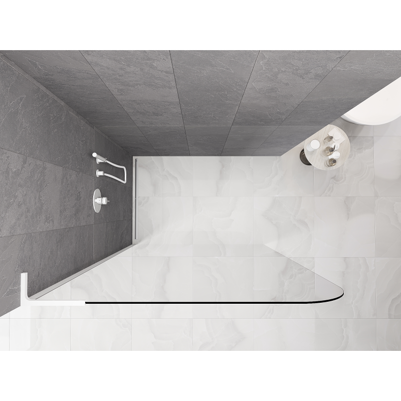 Mexen Kioto-P L Duschwand Walk-in 100 x 200 cm, transparent 8 mm, weiß - 800-100-103-20-00-P