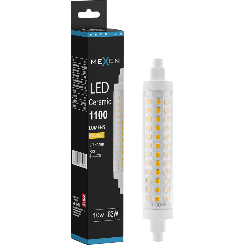 Mexen Vega Dimmbares LED-Leuchtmittel R7S, 10W, Warm - 3000K, 1100 lm - L125-R7S-1030-02