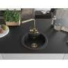 Mexen Diego Granitspüle 1-beckig mit Küchenarmatur Duero, schwarz/silber metallic - 6512-73-671600-50