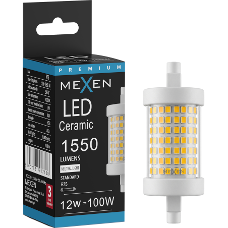 Mexen Vega Dimmbare LED-Lampe R7S, 12W, Neutral - 4000K, 1550 lm - L125-R7S-1240-01
