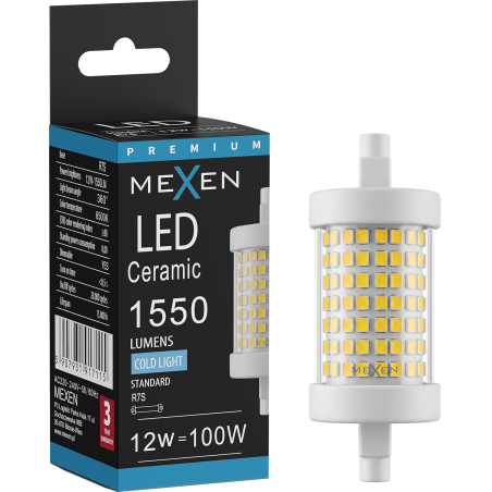 Mexen Vega Dimmable LED-Lampe R7S, 12W, Kalt - 6500K, 1550 lm - L125-R7S-1265-01