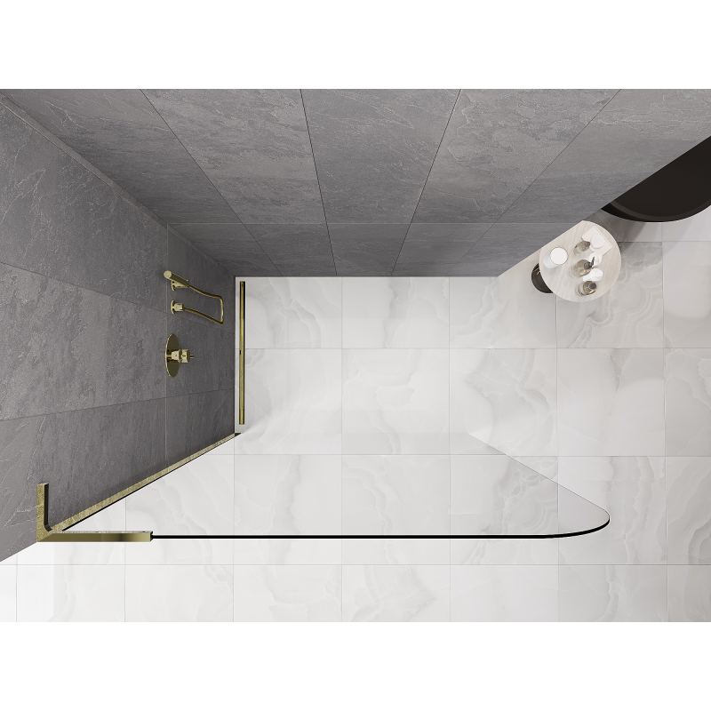 Mexen Kioto-P L Duschwand Walk-in 100 x 200 cm, transparent 8 mm, gold - 800-100-103-50-00-P