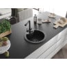 Mexen Diego Granitspüle 1-Becken mit Küchenarmatur Duero, schwarz/silber-metallic - 6512-73-671600-70-B