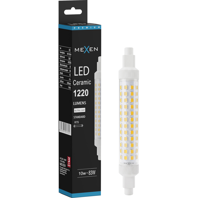 Mexen Vega LED-Lampe R7S, 10W, Neutral - 4000K, 1220 lm - L126-R7S-1040-02