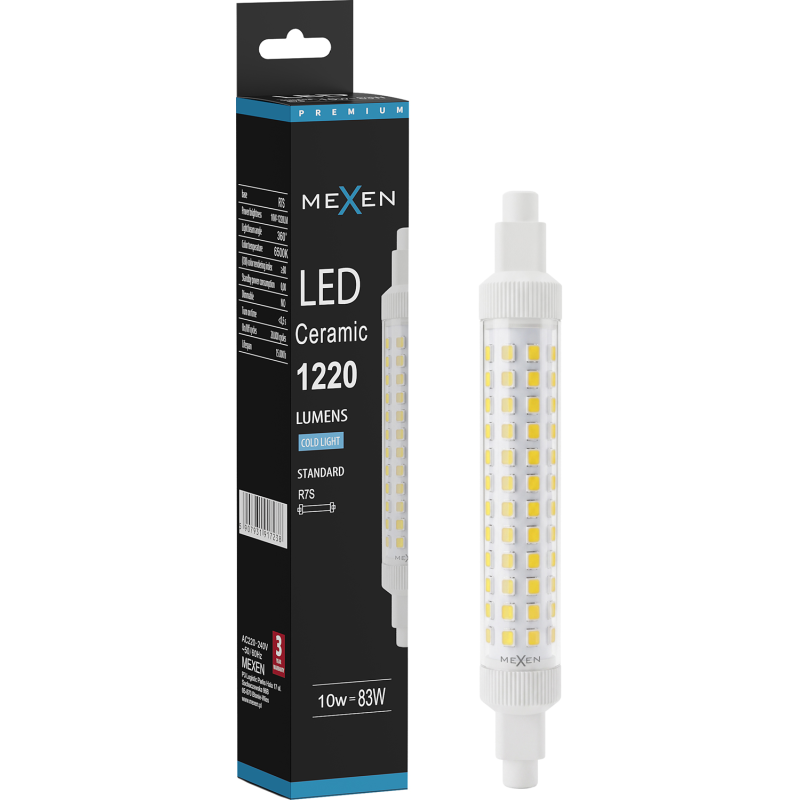 Mexen Vega LED-Glühbirne R7S, 10W, Kalt - 6500K, 1220 lm - L126-R7S-1065-02