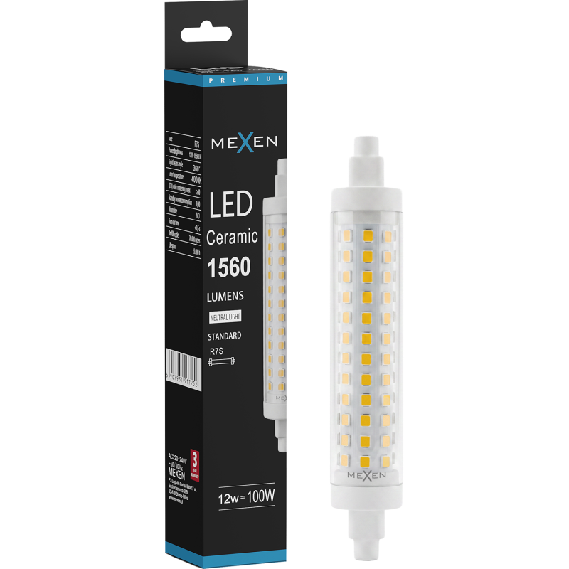 Mexen Vega LED-Lampe R7S, 12W, Neutral - 4000K, 1560 lm - L126-R7S-1240-02