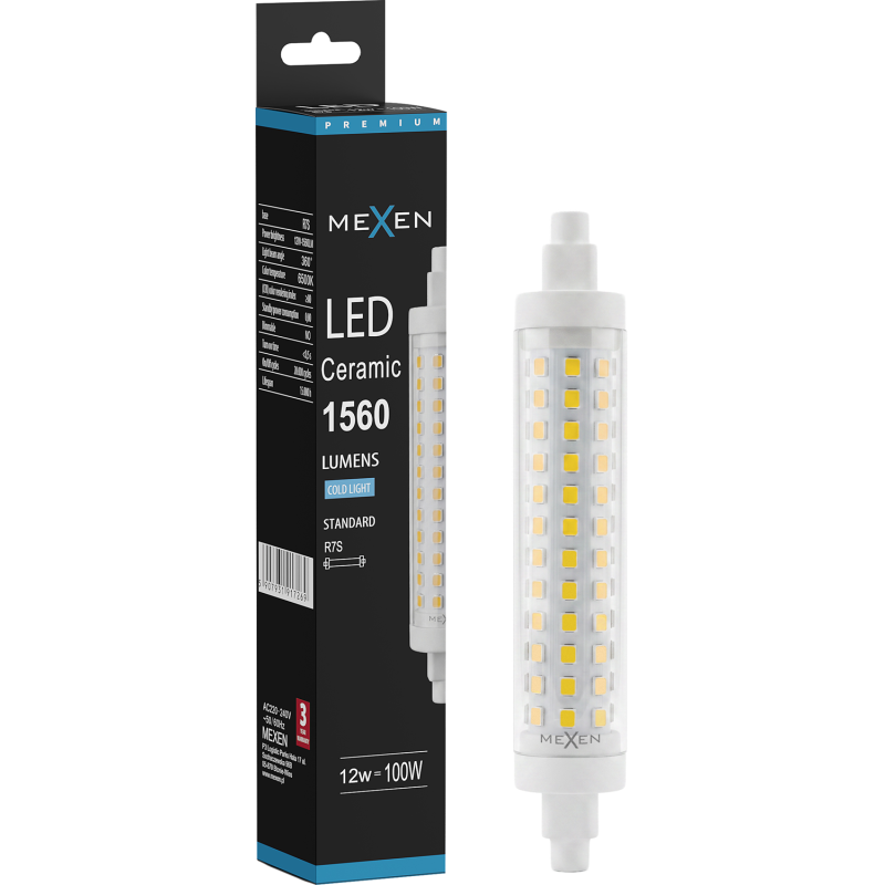 Mexen Vega LED-Glühbirne R7S, 12W, Kalt - 6500K, 1560 lm - L126-R7S-1265-02