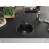 Mexen Diego Granitspüle 1-beckig mit Küchenarmatur Duero, schwarz/silber metallic - 6512-73-671600-70