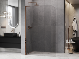 Mexen Kioto-P L Duschwand Walk-in 80 x 200 cm, transparent 8 mm, Roségold - 800-080-103-60-00-P